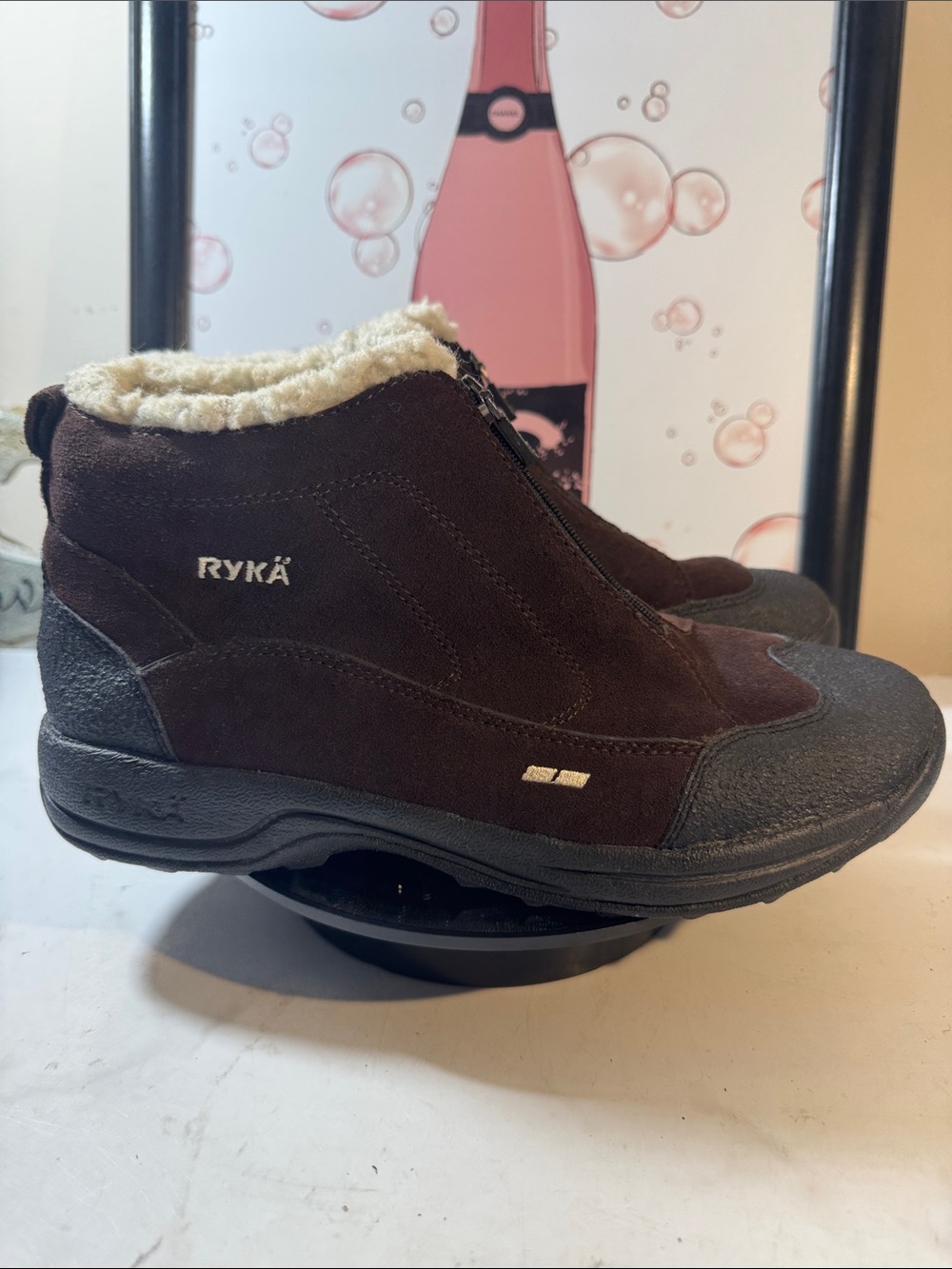 Ryka Terrain Zip Mid Boot with Faux-Shearling Collar - Women’s Size 9